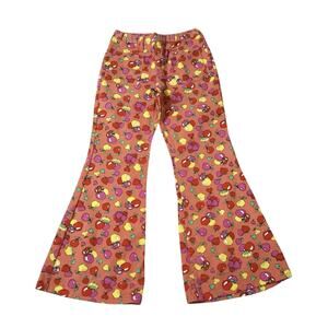 Vintage Maverick Fruit Print Bell Bottom Wide Leg Jeans 11/12 Boho 60s 70s RARE